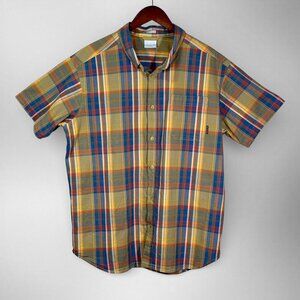 Columbia Sportswear Mens XL Short Sleeve Button Down Shirt Plaid Cotton
